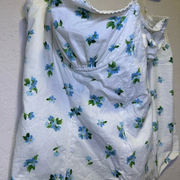 WeWoreWhat White Floral Bustier Corset Top W/ Adjustable Straps Size 14 - Picture 6 of 10